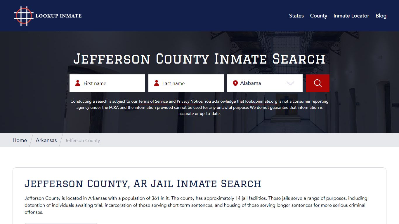Jefferson County, Arkansas Jail Inmate Search - Lookup Inmate